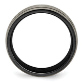 Titanium Wedding Band with Grooved Texture and Polished Finish